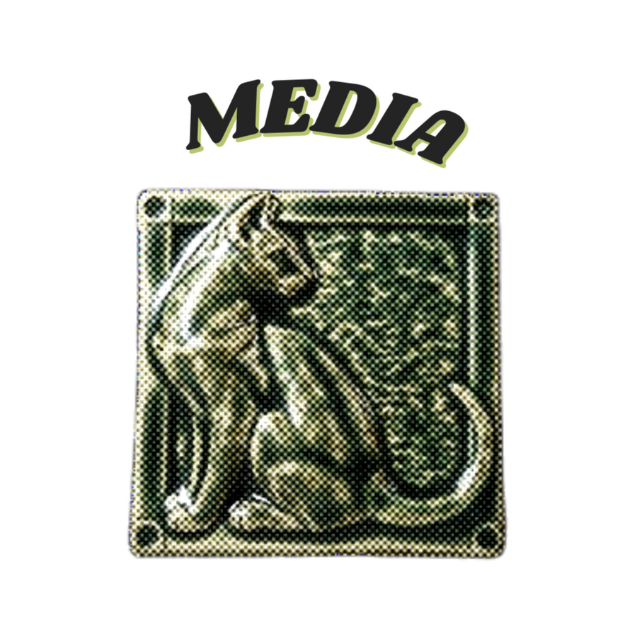 A pixellated tile depicting a cat