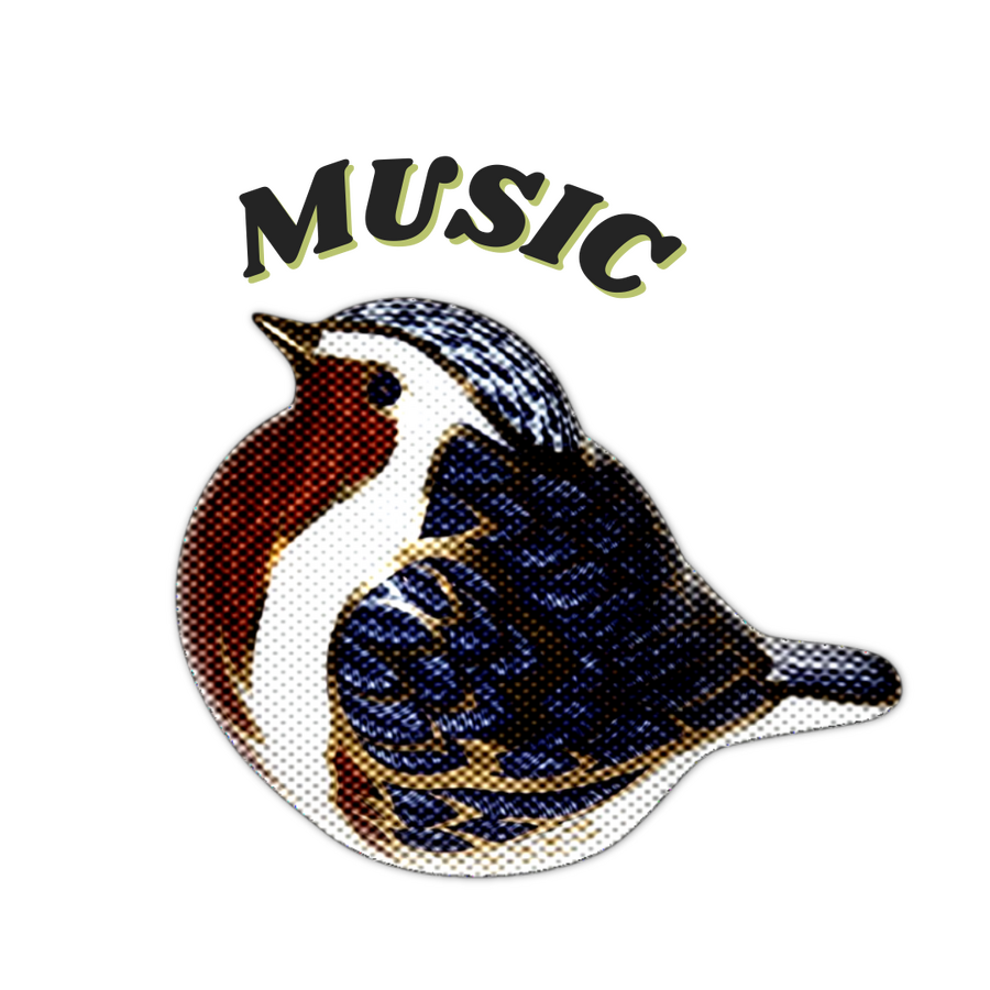 Music A pixellated porcelain bird
